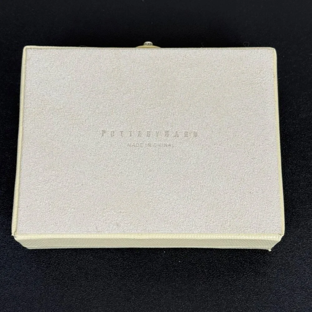 Pottery Barn McKenna Jewelry Box Travel Case Beige Faux Lizard 6.5
